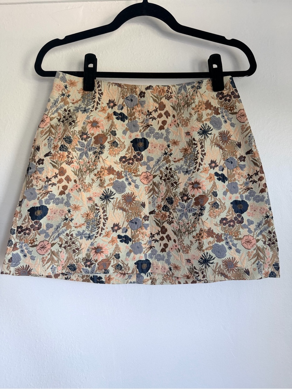 Cider Floral Mini Skirt in Cream with Blue and Pink Accents